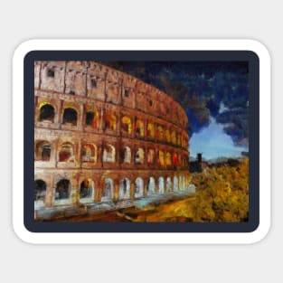 Midnight in Rome, Canvas Painting of Rome Sticker